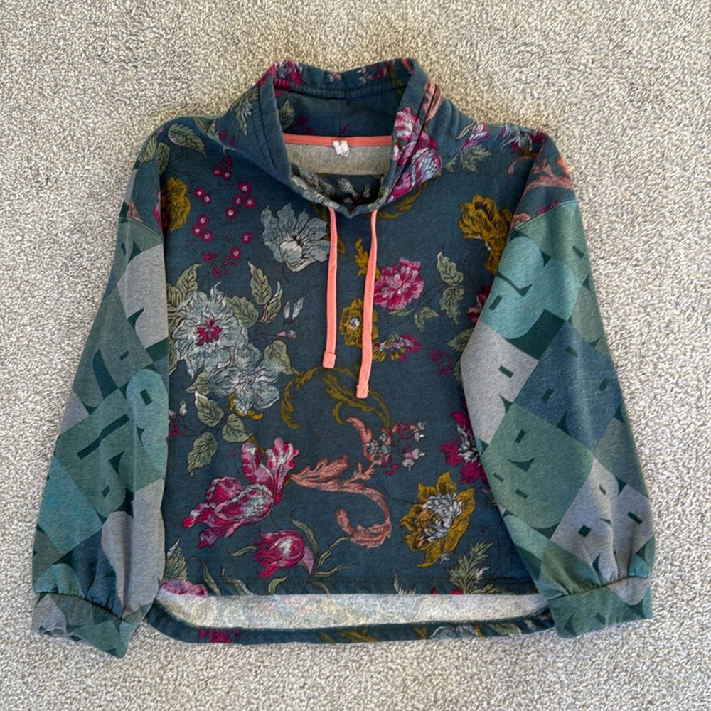 Anthropologie Daily Practice Floral Funnel Neck Sweatshirt